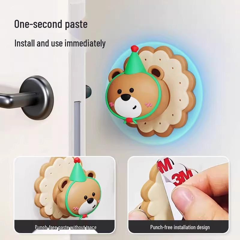 Welcome Offer: Creamy Bear Silicone Door Handle Protector - Cute Bedroom Door Stopper