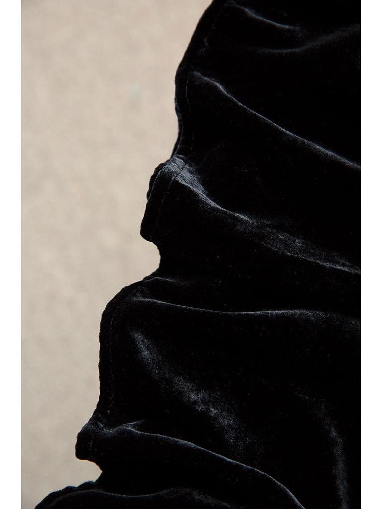 Velvet High Waist A-line Midi Skirt – Retro & Versatile Design