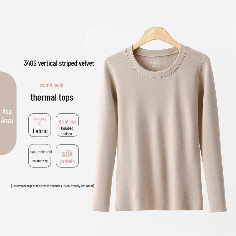 Women's Seamless Thermal Fleece Underwear Suit with Hyaluronic Acid - Slim Fit, Plus Size, Autumn Pants