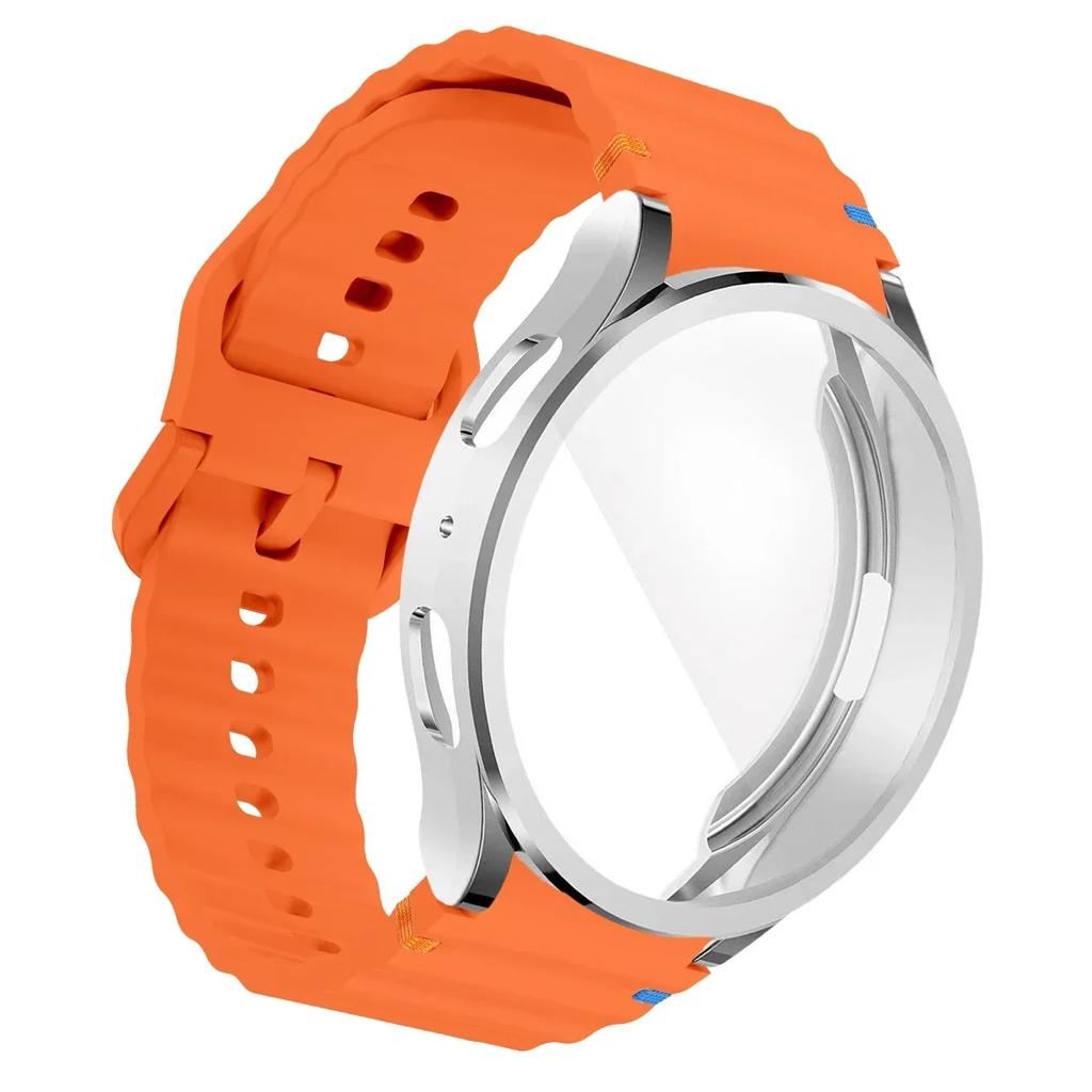 TPU Case+Strap Sports Strap for Samsung Galaxy 7 6 4 5 40mm 44MM Original Silicone Bracelet Soft TPU Case Glass Protective Cover