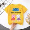 2026 Summer T-shirt - Peppa Pig Children's Pure Cotton Short-Sleeved Boys' Sport Shirt for Girls' Casual Top with Cartoon Print