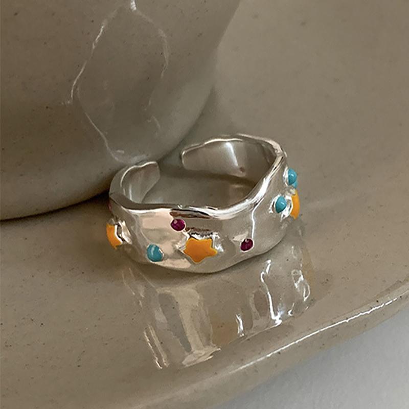 

Кольцо Foxanry с глазурью для женщин и девочек, модное индивидуальное нерегулярное геометрическое ювелирное изделие на день рождения, подарки 17mm серебряный