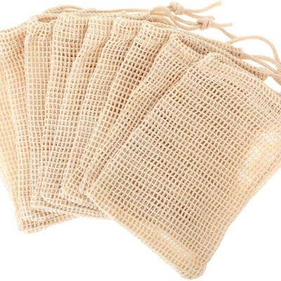 10 PCS Soap Bags Natural Sisal Soap Saver for Foaming and Drying Bubble Mesh Soap Scrubber Pouch Handmade Cotton Bag with Drawstring Body Facial Clean