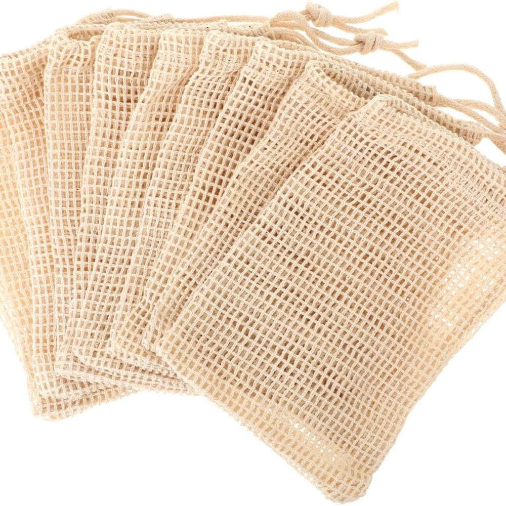 

10 шт. Мешочки для мыла Натуральный сизаль Сохранитель мыла для вспенивания и сушки Сетчатый мешочек для скрабирования мыла Ручной работы Хлопковый мешочек с кулиской Очищение тела и лица 10 PCS бежевый