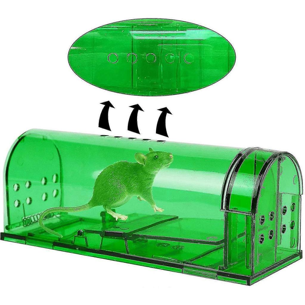 Small Humane Mouse Trap,transparent Live Mice Trap That Work, No Kill Catch Release Rat Trap, Plastic Mouse Trap Box Indoor Outdoor, 2 Pack