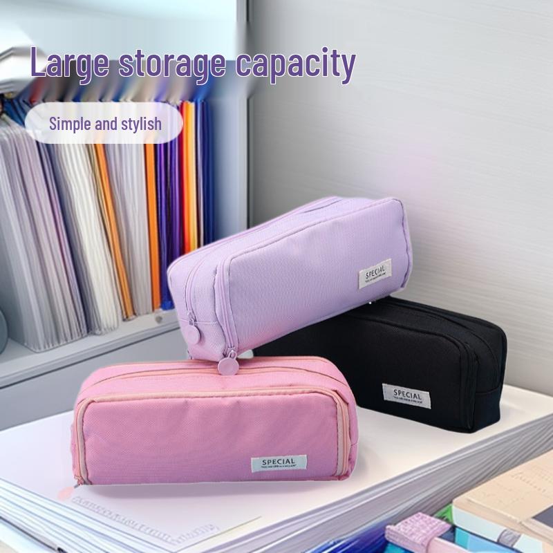 Trousse à crayons double fermeture multi-fonctionnelle grande capacité pour étudiant