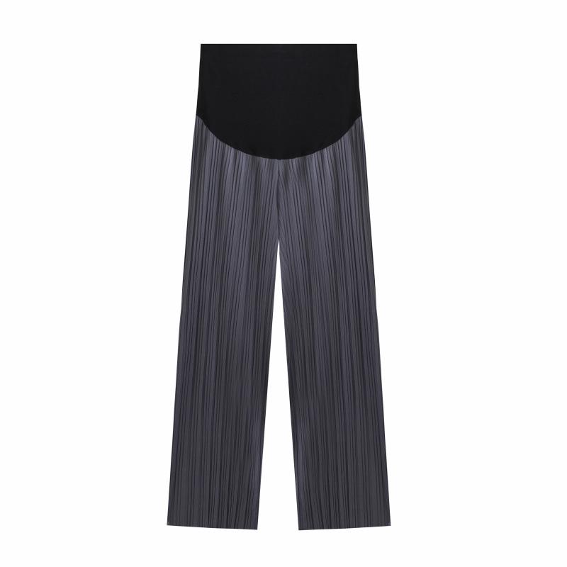 

Maternity High Waist Pleated Wide Leg Pants - Summer Thin, Floor-Length, Belly Support 2XL