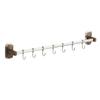 Wooden Grain Wall Mount Nopunch Kitchen Hooks With Multiple Steel Hangers For Cooking Utensils