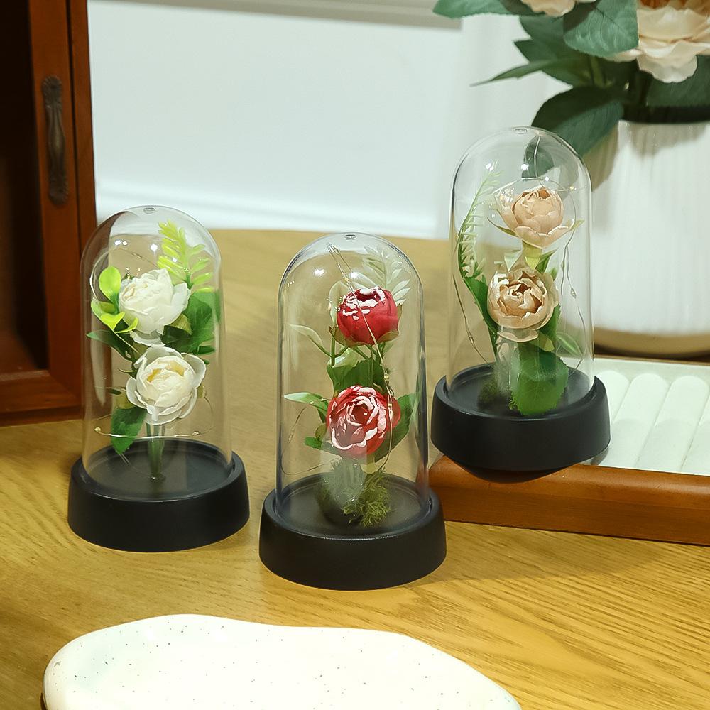 Eternal Flower Home LED Creative Ornament, Valentine's Day Simulation Flower Qixi Festival Christmas Valentine's Day Surprise Gift