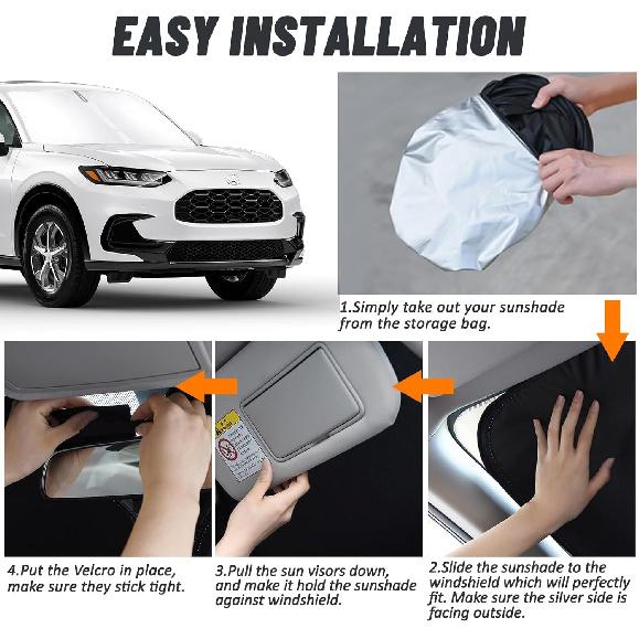 D-Lumina Windshield Sun Shade For  2024 2025 Honda HRV HR-V Accessories, Front Window Sunshade Sun Visor Protector Block UV Rays Heat, Foldable 2