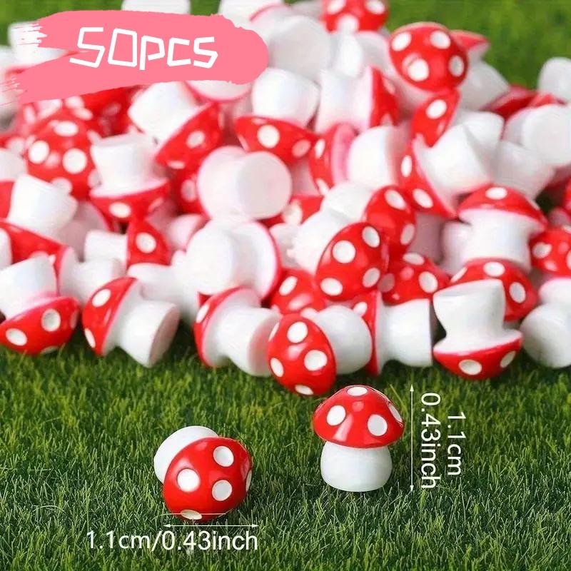 50 Cute Red Mushroom Mini Statues Garden Mushroom Accessories Mushroom Models Garden Mini Statues Landscape DIY Home Decoration
