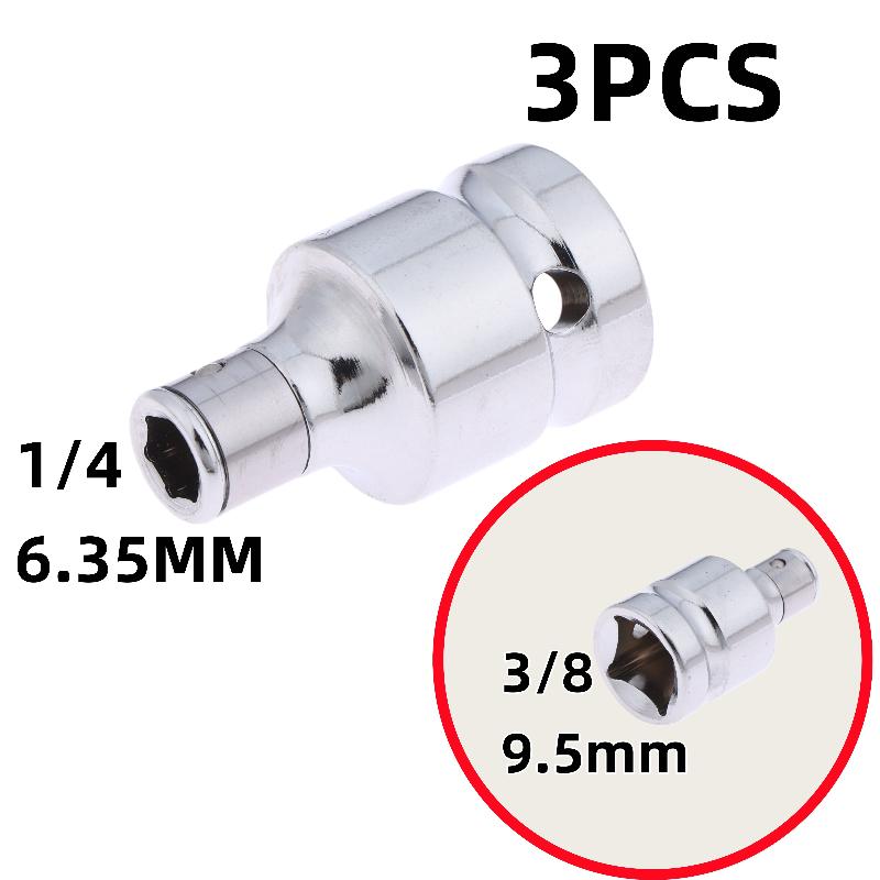 S-1/3St Skruvmejselhållare Slagnyckelhylsa Omvandlingsadapter 1/4" 3/8" 1/2" Fyrkantsdrivning Till 1/4" Sexkantsskaft Hylsbits Omvandlare