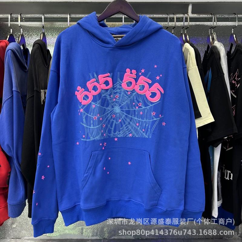 2026 Unisex 555555 Mesh Foam Print Hip Hop Loose Heavyweight Fleece Hooded Sweatshirt