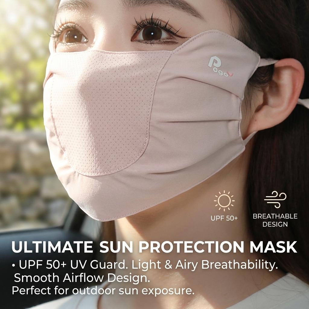 Ice Silk Sun Mask Adjustable Eye Corner Protection Cooling Breathable for Women Outdoor Sports Commuting UV Shield
