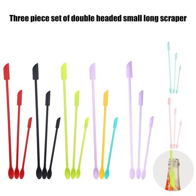 Botella de Cosméticos Silicona Mini Raspador Juego de Tres Piezas Horneado Doble Cara Dos en Uno Espátula Mermelada Botella Profunda Raspador Cuchara Juego