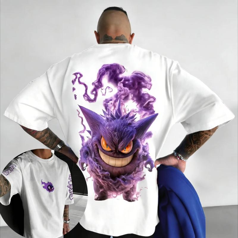 

Pokémon Anime Pikachu Gengar Peripheral Printed Short Sleeved Mens and Womens Loose Sports Comfortable Cotton Couple Tshirt S