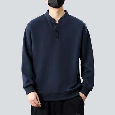 Solid Color Men'S Sweater Spring And Autumn Monk Collar Trendy Bottoming Shirt Men'S Loose Casual Crew Neck Top