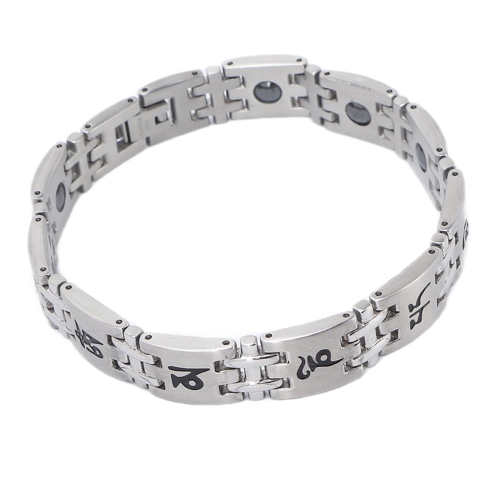 Men Magnetic Bracelet Fashionable Silver Titanium Steel Black Magnet Therapy Bracelets