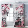 Chinese Ink Painting Sakura Curtains Top Bedroom Living Room Light Blocking Set Of 2 Made Polyester With Rod Pocket Great Decor
