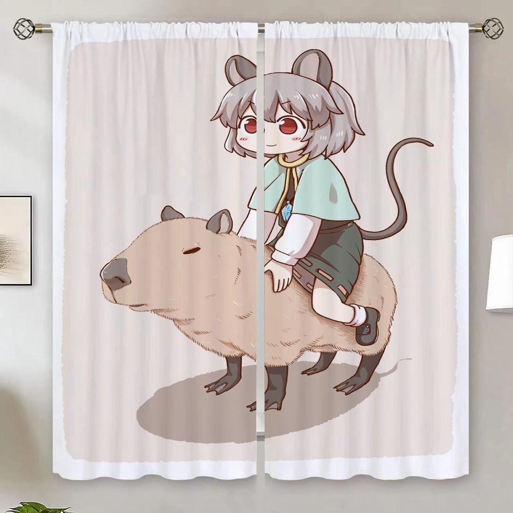 

The Capybara Club Anime Curtain Rods Luxury Curtains for Living Room on Sale Window Blinds Modern Home Decoration Shades Blind W50xH70cmx2pcs-CL