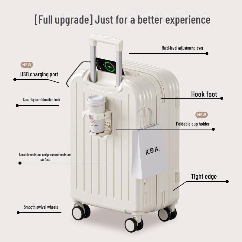 2024 Multifunctional Trolley Suitcase: 20-Inch Women's Boarding Case & 24-Inch Men's Password Suitcase