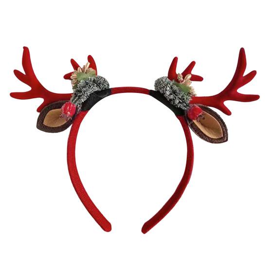 Realistická čelenka s parožím jelena pro dospělé a děti, měkká tkanina, odolná konstrukce, design soba, vánoční vlasová obruč