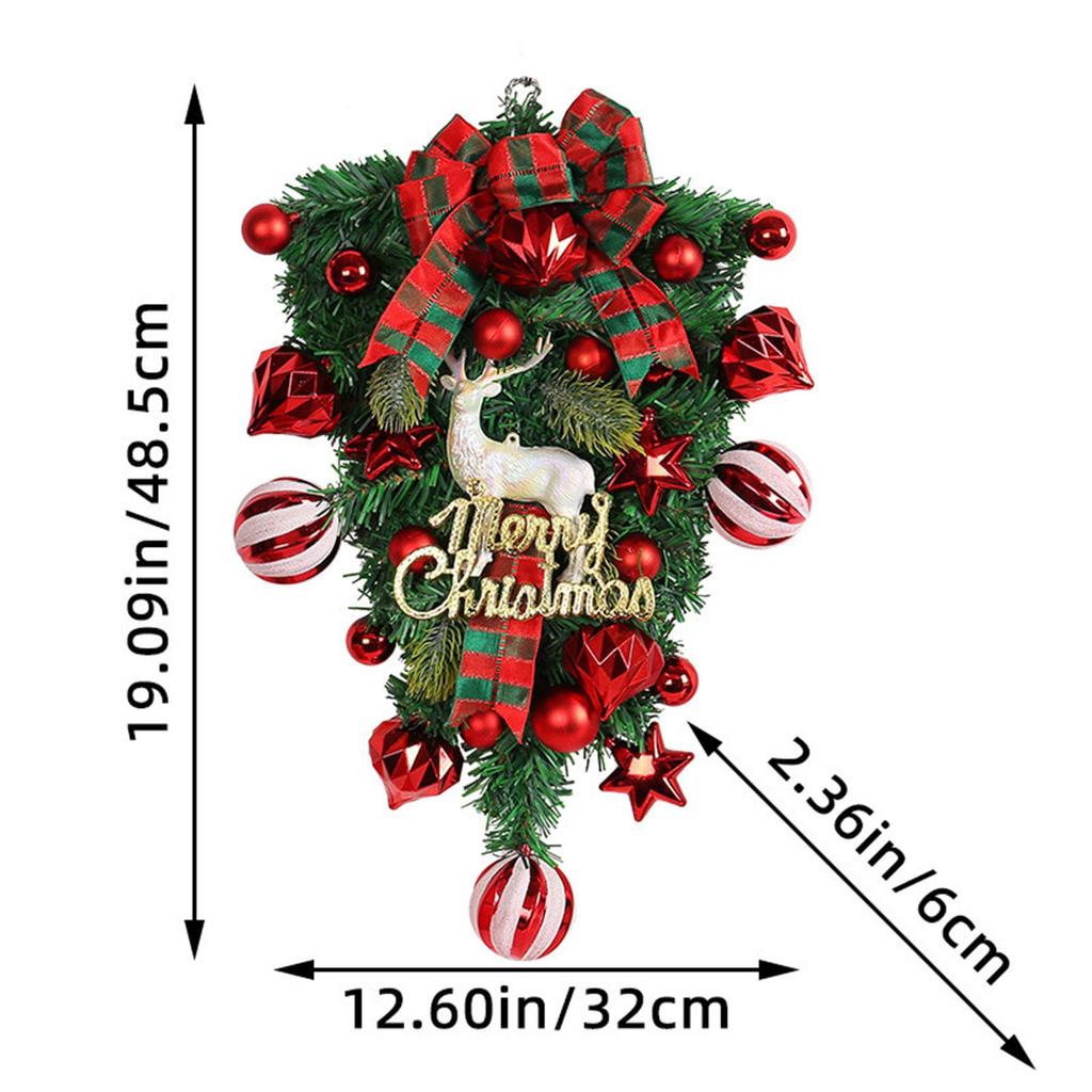 Christmas Teardrop Swag Wall Hanging Ornament Christmas Wreath Xmas Garland for Fireplace Holiday Porch Front Door Decoration