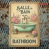 Vintage French 'SALLE DE BAIN' Bathroom Sign – 8x12 Retro Metal Plaque Wall Art, Funny 2D Decor for Cafe, Bar, Garage