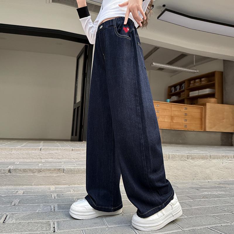 

Джинсы для девочек на флисовой подкладке: Новый стиль 2025, Утепленные повседневные брюки прямого кроя и широкие брюки для осени и зимы 160 cm