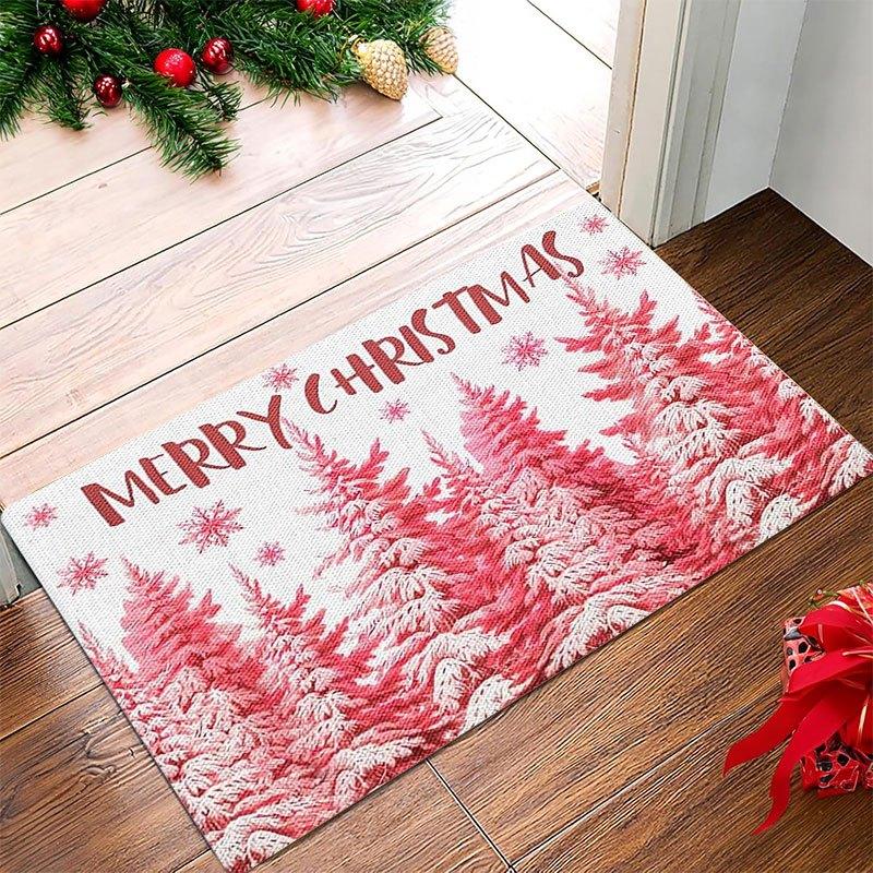 1Pcs Anti Fatigue Kitchen Rugs Snowy Pine Trees Waterproof Non-Slip Thick Cushioned Kitchen Mat Heavy Duty Comfort Standing Mat for Kitchen