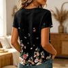 Damen Casual V-Ausschnitt Blumenprint Kurzarm T-Shirt Leichter Weicher Stoff Lockere Passform Oberteil für den Alltag