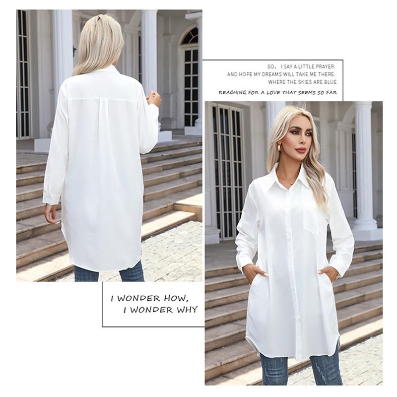 Women's Autumn Long Solid Colour Casual Temperament Long Sleeve Shirt Women
