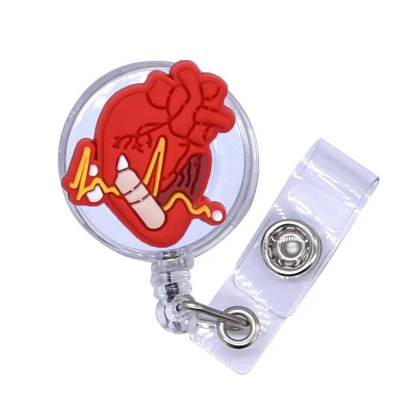1pc High Quality Silicone Retractable Hospital Nurse Badge Holder Reel Cute Cartoon ID Card Holder Keychains