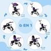 Children's Tricycle, Folding Sunshade, Telescopic Handle, 95x50x106 cm, Steel, Purple/White