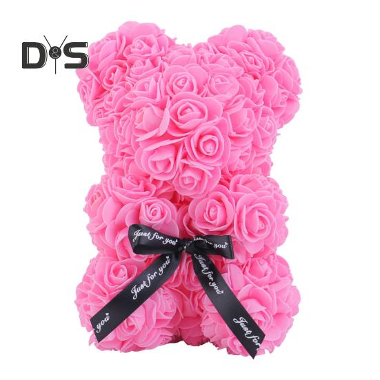 

Кукла-медведь из роз, украшение в виде цветка из пенопласта, искусственные цветы, фигурка медведя, подарок на День матери, День святого Валентина для жены, подруги розовый