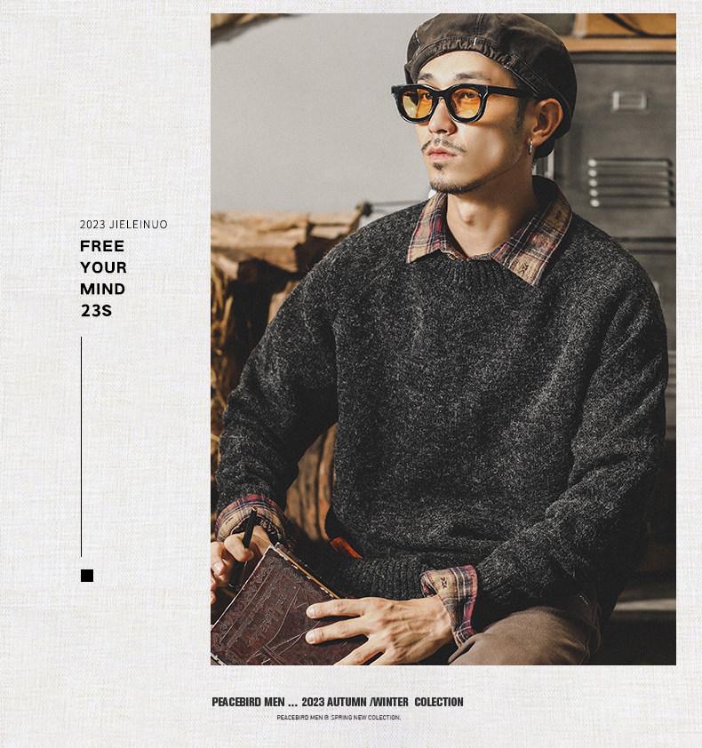 Klassischer Retro-Winterpullover für Herren - Lässiger lockerer Rundhals-Strick, Große Größen erhältlich