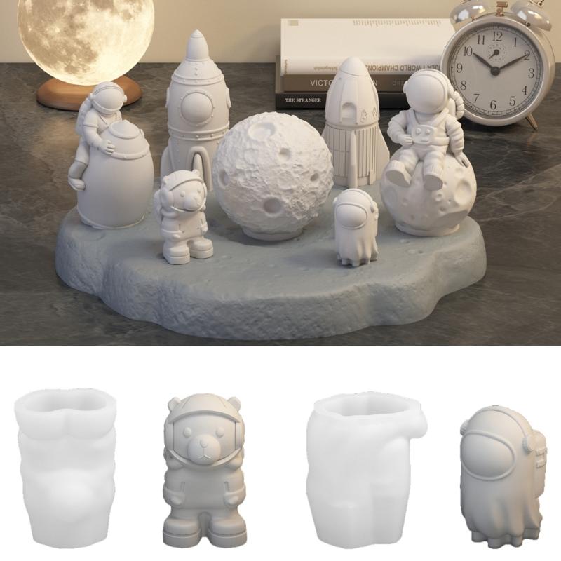 Silicone Mold for Moon Space Figure Easy to Use Silicone Mold for Making Astronautic Crafts Table Decors Ornament