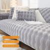 Winter Warm Plush Sofa Cushion  Minimalist Thicke Plush Simple grid Seat Cushion High End Winter Anti-skid Fluffy  Sofa Cover