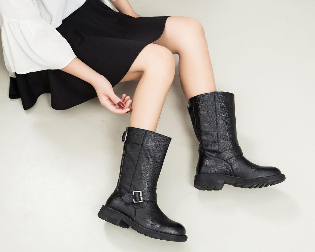 European and American Flat-bottomed Knight Boots, Winter Stars, the Same , Spring and Autumn Single Boots, Genuine