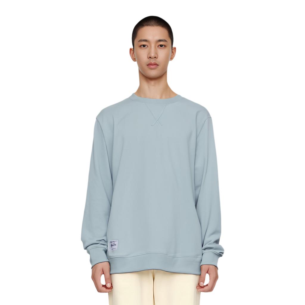 LiNing Sport Fashion Series Solid Color Casual Long Sleeve Crew Neck Sweatshirt Men Tops Light-Green AWDT073-7