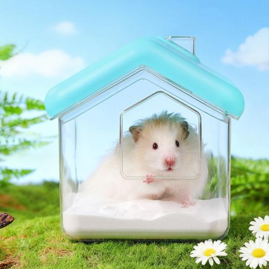 Hamster Badhaus Form Klar Sichtbar Rennmaus Zwerghamster Sandbad Behälter Box Kleintiere Badezimmer Toilette Hamsterkäfig Zubehör