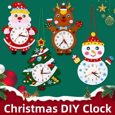 Kerst DIY wandklok, huisornamenten, rekwisieten voor ouder-kindactiviteiten, kindercadeaus, handgemaakte rekwisieten van vilt