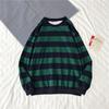 Men's Autumn Winter Round Neck Stripe Sweatshirt Pullover Tops Long Sleeved