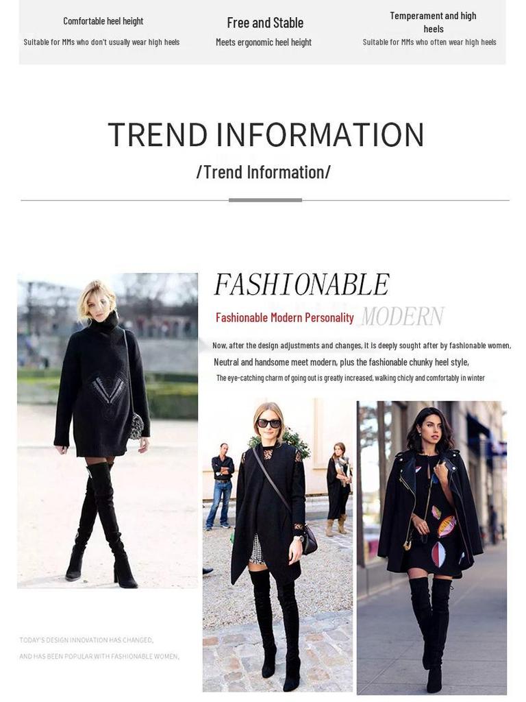 Dámské zimní mikroelastické kozačky nad koleno s vnitřním zvýšením na plochém podpatku 2023.