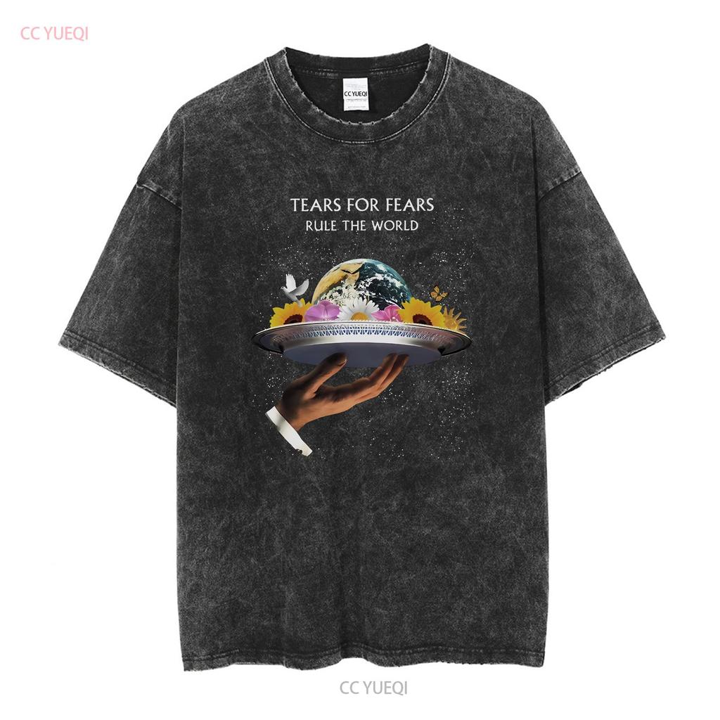 Maglietta Nera Vintage Tears For Fears Rule the World vintage Lavata Casual Versatile Unisex Traspirante Elastica moda
