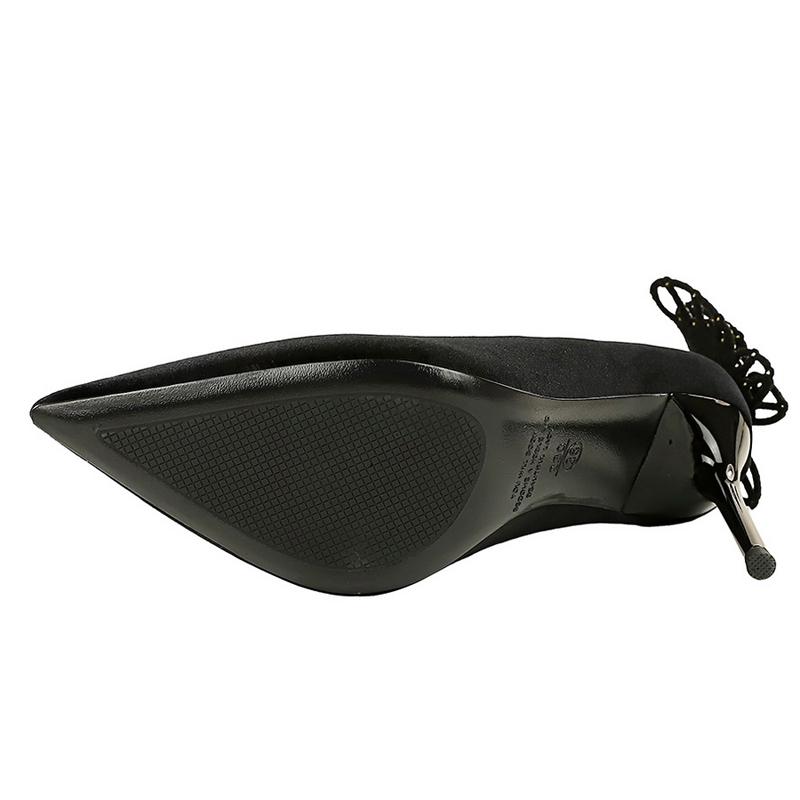 9,5 cm Spitze Wildleder Damen High Heels Schleife Strass Hochzeits-High Heels Sexy Elegant Bankett Stilettos Damenschuh Tacones