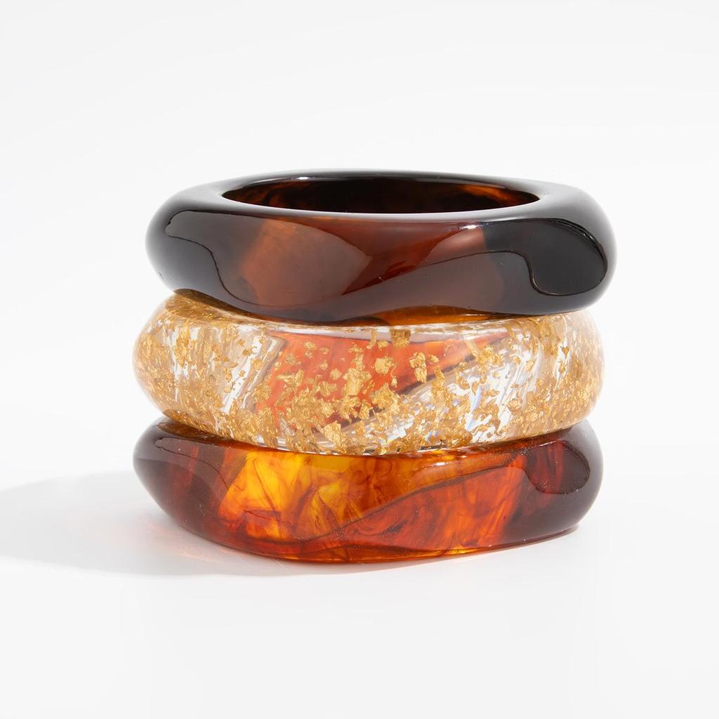 Translucent Retro Ombre Acrylic Bracelet with Irregular Polygon Design