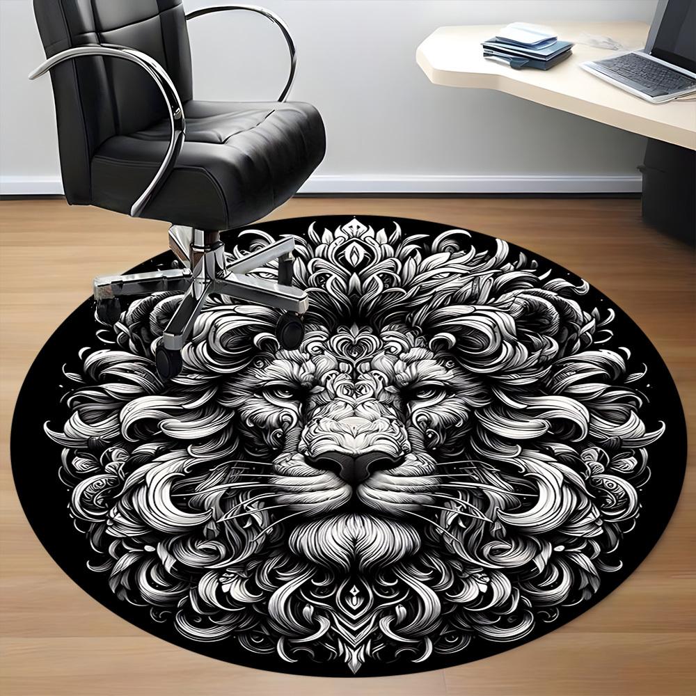 1PC Lion Head Ornament Chair Carpet for Office, Indoor Non-Slip Washable Carpet, Soft Comfortable Mat For Office Room Yy250930315