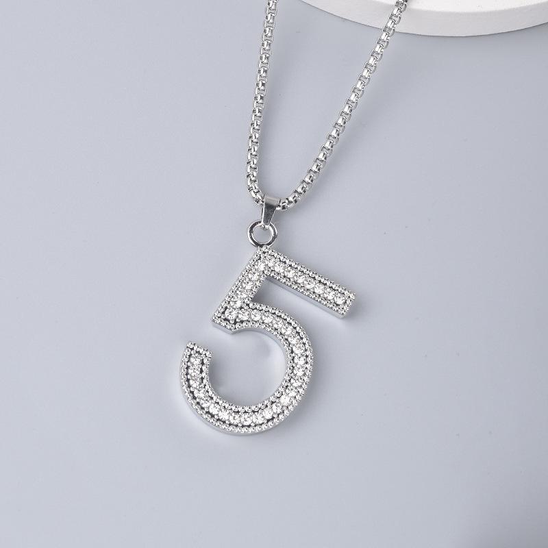 Trendy Cross-Border Rhinestone Pendant Necklace: Unisex Hip-Hop Style Stainless Steel Chain.