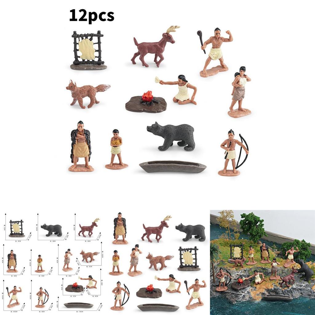 American Indians Figurine Model Set With Plastic Material For Educational Display And Collecting